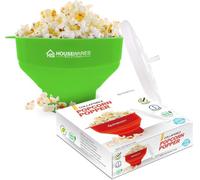 Collapsible Silicone Microwave Hot Air Popcorn Popper Bowl with Lid and Handles (Green)