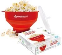 Collapsible Silicone Microwave Hot Air Popcorn Popper Bowl With Lid and Handles (Red)