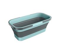Collapsible Silicone Mop Bucket - Large Capacity Rectangle With Handle for Cleaning, House, Car Washing, Blue