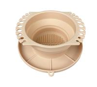 Collapsible Silicone Paint Brush Cleaner Basin Foldable Paintbrush Cleaning Container for Acrylic, Watercolor & Oil Painting (Beige, 15 * 12.2 * 6.5cm/5.91 * 4.8 * 2.56inches)