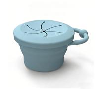 Collapsible Snack Cup for Toddlers 400ml Silicone Snack Pot with Handles & Splash-Proof Lid - Spill-Proof Baby Self-Feeding Pot for On-the-Go Travel Pram & Car Seat Easy Clean (Folding model)