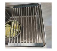 Collapsible Stainless Steel Dish Rack for Kitchen Sink Adjustable 37-52cm (Gray 45x48cm/17.7x18.9in) - Space-Saving Durable Square Tube Design