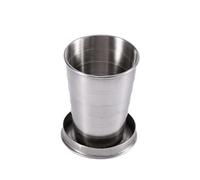 Collapsible Stainless Steel Travel Cup - Expandable Folding Cup with Keychain | Food-Grade & Leak-Proof | Compact for Camping, Hiking, Travel (S)