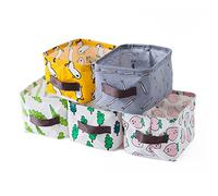 Collapsible Storage Bin Basket, Morbuy Toys Blankets Foldable Canvas Fabric Tweed Cube and Laundry Newborns Gifts Nursery Organizer for Organizing Hamper Original Linen Diaper Boxes Holders Water-proof Small with Handle (5sets of different color)