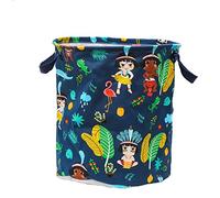 Collapsible Storage Bin Basket, Morbuy Toys Blankets Foldable Canvas Fabric Tweed Cube and Laundry Newborns Gifts Nursery Organizer for Organizing Hamper Original Linen Diaper Boxes Holders Water-proof Small with Handle (Blue flamingo)