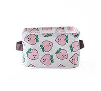Collapsible Storage Bin Basket, Morbuy Toys Blankets Foldable Canvas Fabric Tweed Cube and Laundry Newborns Gifts Nursery Organizer for Organizing Hamper Original Linen Diaper Boxes Holders Water-proof Small with Handle (Pink peach)