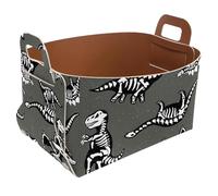 Collapsible Storage Bin Small 8.5"x5.5"x5.1" - Foldable Basket with Handles for Shelves, Nursery, Closet, Storage, Laundry Room Organization - Funny Sketchy Fossil Dinosaurs Cartoon Dino Pattern