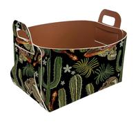 Collapsible Storage Bin Small 8.5"x5.5"x5.1" - Foldable Basket with Handles for Shelves, Nursery, Closet, Storage, Laundry Room Organization - Ethnic Skull Sombrero Day of the Dead Art Pattern