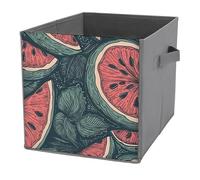 Collapsible Storage Bins with Dual Handles Fabric Storage Basket Foldable Cubes Organizer Baskets Hand Drawn Watermelon Pattern Storage Boxes for Organizing Clothing Cube Storage Organizer Bins