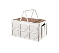 Collapsible SUV Trunk Organizer Plastic Cargo Storage Box Outdoor Storage Organiser Collapsible Crate Secure Snap-on Lid Car Boot Organizer Storage Box with Waterproof Bag for Camping Picnic Basket