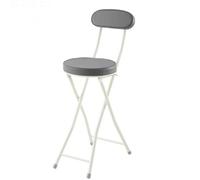 Collapsible Tall Bar Stools - Portable Counter Height Chairs with Backrest & Footrest, Metal Frame, Foldable Kitchen Seating, Set of 2, White/Black, 70cm/27.5in
