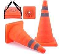 Collapsible Traffic Cones, ERKOON 2 Pack 18'' Orange Safety Road Cone Multi Purpose Pop up Reflective Warning Cone, Driving Cones for Training, Parking Retractable Cones (Light Orange 2 pcs)