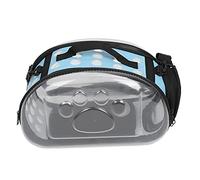 Collapsible Transparent Pet Carrier, Outdoor Cat Puppy Carrying Bag with Ventilated Mesh and Wide Shoulder Strap, Lightweight Foldable Cage for Small Pets Under 20 lbs (M)