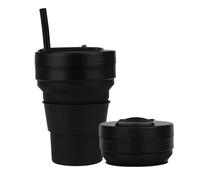 Collapsible Travel Cups- Food Grade Silicone Coffee Cups with Straw Lid 350ml 12oz Lightweight