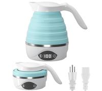 Collapsible Travel Kettle Electric Portable Foldable Kettle for Boiling Water, Suitable for 110V & 220V Dual Voltage, for Tea & Coffee, 850W Small Mini BPA-free Silicone Blue