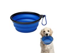 Collapsible Travel Silicone Dog Cat Bowl,Pet Portable Silicone Bowl,Feeding trough Portable Drinking Water Drinker with Water Hook,Retractable Dog Bowl (Blue)