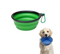 Collapsible Travel Silicone Dog Cat Bowl,Pet Portable Silicone Bowl,Feeding trough Portable Drinking Water Drinker with Water Hook,Retractable Dog Bowl (Green)