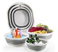 Collapsible Tub Wash Basin Laundry Tub 3 Pack Collapsible Laundry Baskets Foldable Dish Tub Plastic Washtub Space Saving Storage Container for Dishing, Fruit, Camping, Laundry, Hiking & Home (Grey)