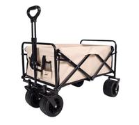 Collapsible Utility Wagon, Heavy Duty Foldable Camping Cart, Portable Garden Trolley with Adjustable Handle and Removable Liner for Gardening, Shopping, Picnic