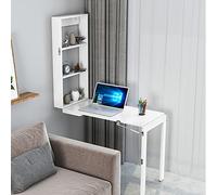 Collapsible Wall Mounted Desk Space Saving Fold Down Drop Leaf Design with Chalkboard Ideal for Home Office Dining Writing & Multi Functional Storage Solution