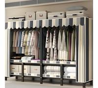 Collapsible Wardrobe, Portable Wardrobe Strong and Durable One-Piece Folding Thickened Tube Wall for Full Hardness, Cloth Wardrobe Wider Deeper and Thicker Clothes Rail Size: 130/145/168/190cm