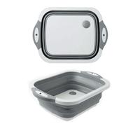 Collapsible Washing Up Bowl, Innovations Multi Function Bowl Drying Rack, Portable Cutting Board, Retractable Drain Washing Basket Basin Vegetable Fruit Tray for for Camping, Picnic, Kitchen