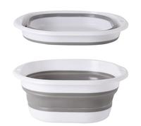 Collapsible Washing Up Bowl,Portable Wash Basin Silicone Plastic Basket,Folding Hand Wash Basin Space Saving Multipurpose Outdoor Travel Basin 3.5L (Gray)