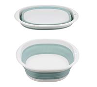 Collapsible Washing Up Bowl, Portable Wash Basin Silicone Plastic Basket Multipurpose Outdoor Travel Basin Camping Sink, Space Saving Folding Washtub (Blue, 9L)