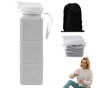 Collapsible Water Bottle, 620 ml Foldable Water Bottle 22 x 7.5 cm | Silicone Foldable Portable Water Bottles Reusable Water Bottle with Storage Bag for Hiking Sport Travel (Grey)