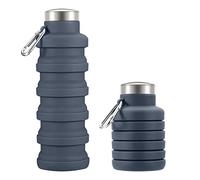 Collapsible Water Bottle Silicone Travel Essential Foldable Gym Bottle Leakproof Hiking Accessories, White