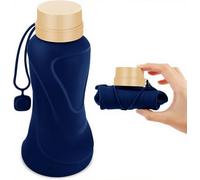 Collapsible Water Bottles,651ml,Leak Proof,Reuseable BPA Free Silicone Foldable Water Bottles,Durable Lightweight for Travel Gym Camping Hiking,Compact Size Portable Sports Water Bottle (Deep Blue)