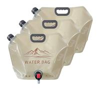 Collapsible Water Container, Camping Water Carrier with Tap, Large Water Storage Containers for Outdoor Activities, Emergency Preparedness and Group Cooking, Set of Three Khaki Water Carriers