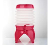 Collapsible Water Dispenser with Tap - 5.5L Foldable Portable Plastic Drink Dispenser for Fridge, Parties, Picnics, Outdoor, Camping & Travel for Juice, Cocktails, Iced Water (Red, 5.5L)