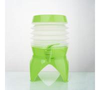 Collapsible Water Dispenser with Tap - 5.5L Foldable Portable Plastic Drink Dispenser for Fridge, Parties, Picnics, Outdoor, Camping & Travel for Juice, Cocktails, Iced Water (Green, 3.5L)