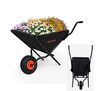 Collapsible Wheelbarrow, Folding Utility Garden Cart Easy Loading and Dumping Yard Cart Thickened Oxford Cloth Lawn Cart for Nutrient Soil,Grass, Leaf, Garden Supplies