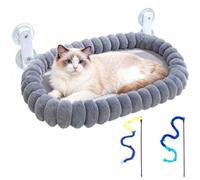 Collapsible Window Perch for Indoor Cats, Large Cats & Kittens - Equipped with a Cat-Catching Stick, Solid Metal Frame, Soft Cover, Strong 4 Suction Cup Wall Mount