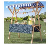 Collapsible Wooden Market Stall Display Cart - Portable Street Food Vending Kiosk for Farmers Markets, Fairs, Retail & Craft Shows - 59" Temporary Display for Gifts, Flowers & More