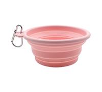 CollapsibleTravel Silicone Dog Cat Bowl Portable Pet Food Water Bowl, Feeding Trough Portable Drinking WaterDrinker With Water Hook, Easy To Carry, Save Space(Blue/Pink, 12.6x12.6x5.4cm)