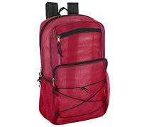 Collapsing Deluxe Mesh Backpack, Trailmaker Mesh Backpack with Bungee Cord & Adjustable Padded Straps (Red)