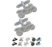 COLLAR AND CUFFS LONDON Cufflinks for Men Motorbike - with Box - Motor Cycle - Solid Brass Metal - Bike Fans Sport Motorbike Speed Track Racing - Silver Colour - One Pair