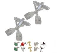 COLLAR AND CUFFS LONDON Cufflinks for Men Novelty - with Box - Rowing - Metal - Oars Boat Canoeing Kayaking Nautical Naval Navy Royal - One Pair
