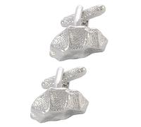 COLLAR AND CUFFS LONDON Cufflinks for Men Silver Colour - with Box - Rock - Solid Brass Metal - Boulder Builder - One Pair