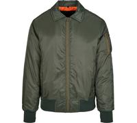 Collar Bomber Jacket BY157 - Nylon casual jacket with orange quilted lining