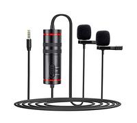 Collar Clip Microphone 3.5mm Lavalier Microphone With Dual Mics Omni-directional Sound Pickup 6.35mm for Video Recording,Live Streaming,Vlog