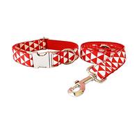 Collar for a Dog Personalized Triangle Pattern Dog Collar and Leash Set Removable Bow Tie Dog Collar for Puppies Chihuahua Pugs (B Large)