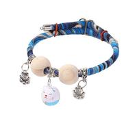 Collar for domestic cat, bell collar with cedar wood beads for
