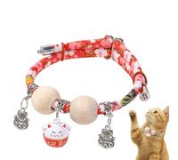 Collar for Domestic Cat - Kitten Collar with Cedar Wood Bead, Adjustable Soft Collar All-Day Small Medium Large Breeds Walks Training