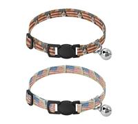 Collar for Puppy Adjustable Collars for Girl and Boy Dogs 2 Pack Flag Cute Cat Sunflowers Soldiers Marching in Parade