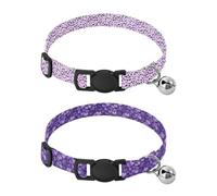 Collar for Puppy Adjustable Girl & Boy Dog Collars 2 Packs Cute Purple Hearts Valentine's Day Cute Purple Hearts Valentine's Day