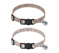 Collar for Puppy Quick Release Buckle Dog Collars for Females 2 Pack Watercolor Flowers Colorful Watercolor Red Blue Leaves